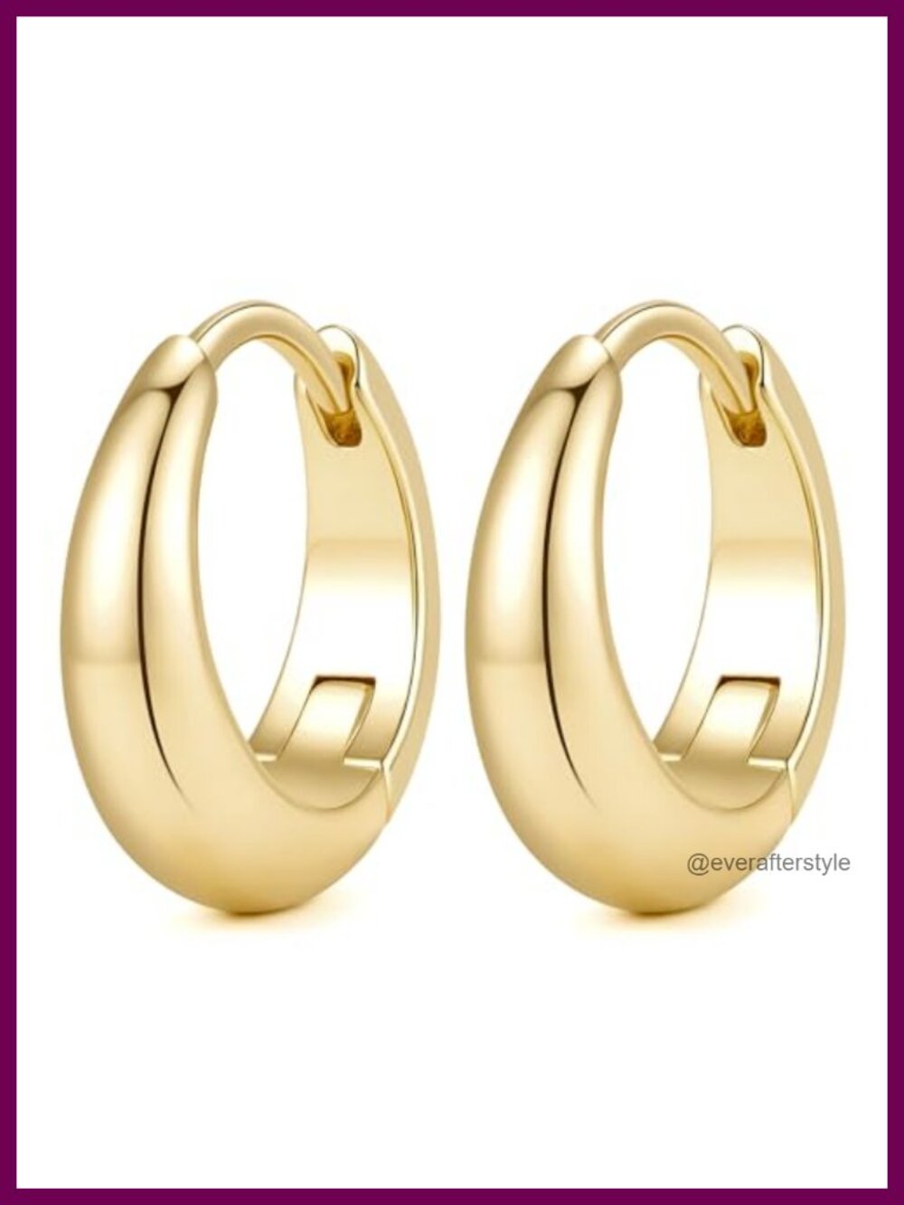 14K Gold Plated Chunky Hoop Earrings for Women Snap Closure